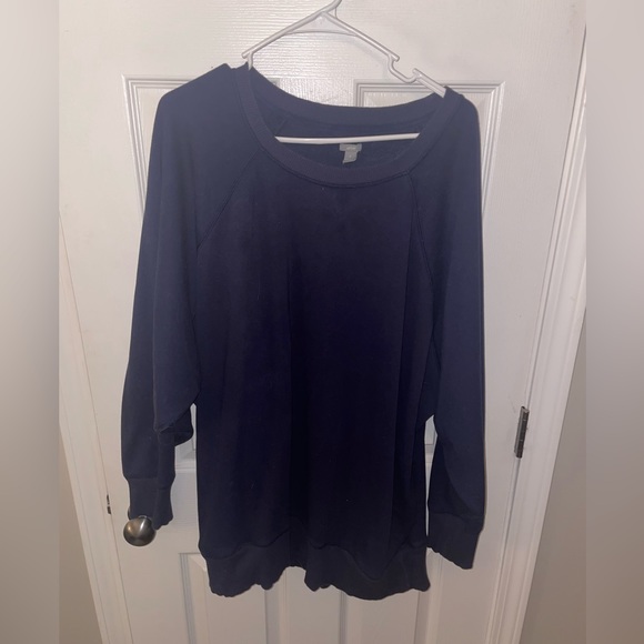 Aerie velour lined sweatshirt in navy blue. - Picture 1 of 4